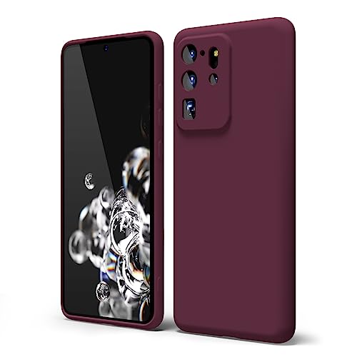 Oakxco für Samsung Galaxy S20 Ultra Hülle Silikon Hülle mit Kameraschutz, Ultra Dünn Bunt Handyhülle Mädchen, Einfarbig Handy Hülle Slim Schutzhülle, Matt TPU Weich Gummi Silikonhülle, Weinrot Bordeaux