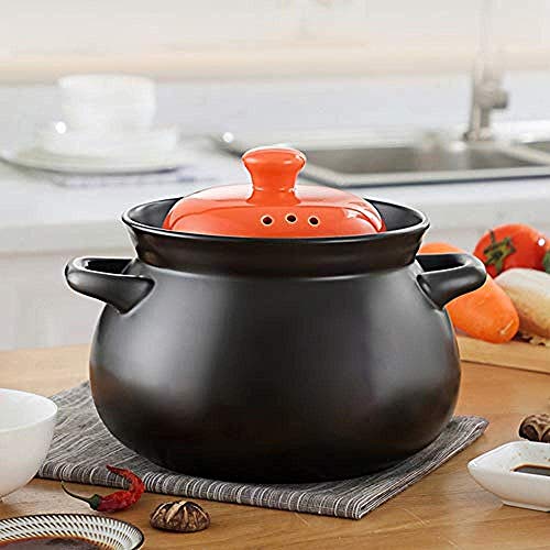 Cacerola de terracota, olla de arcilla, olla de terracota, olla de cerámica para cocinar de arcilla, saludable y segura, duradera, antiadherente, fácil de limpiar, capacidad 7 L