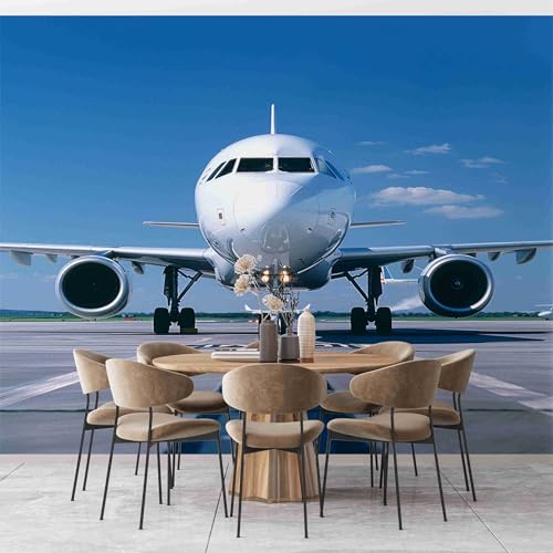 Generic Papel pintado de pared con diseño de avión de pasajeros, 250 cm x 175 cm, diseño moderno de transporte