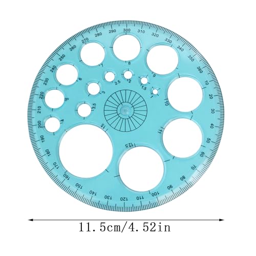 yyangz Transferidor multifuncional de 4 peças, modelo geométrico, plástico, azul, redondo, ferrament