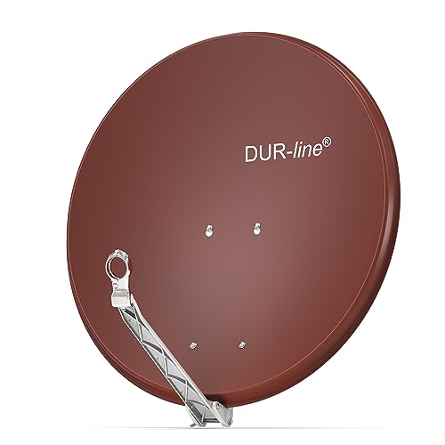 DUR-line Select 80cm Satellitenschüssel/Aluminium Sat-Reflektor [ 3X Test SEHR GUT *] / Rot mit LNB-Halterung/Sturmsicher und leicht zu installieren/Rostfrei