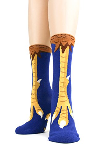 Foot Traffic, Women's Chicken Feet Slipper Socks, Blue/Yellow (Sizes 4-10) #TOP3