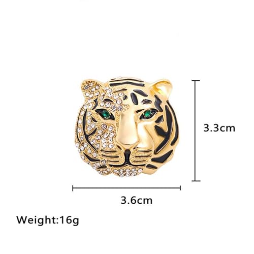 Image of WCRAZYE Rhinestone Tiger Head Brooch Pins for Men Women Dainty Gold Silver Vintage Animal Lapel Suit Pin,Punk Crysta Charm Tiger Head Badge Coat Collar Brooch for Girls
