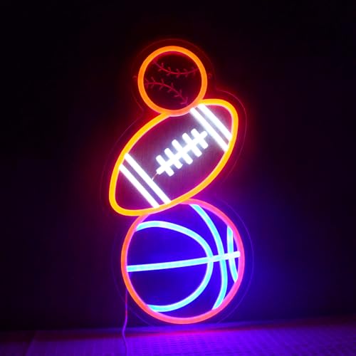 Image of Football Basketball Baseball Neon Signs Sports-Themed lamp Ideal for Children Kids Gifts Ball Game LED Light Decorative Gym Stadium Dormitory Home Bedroom Man Cave Wall Decor