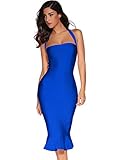 Womens Halter Fishtail Bandage Party Dress Elegant Wedding Guest Dress(Blue,S)