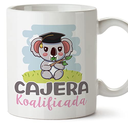 MUGFFINS Tazas para CAJERA mujer - En Español - Koalificado/koalificada - 11 oz / 330 ml - Regalo original y divertido