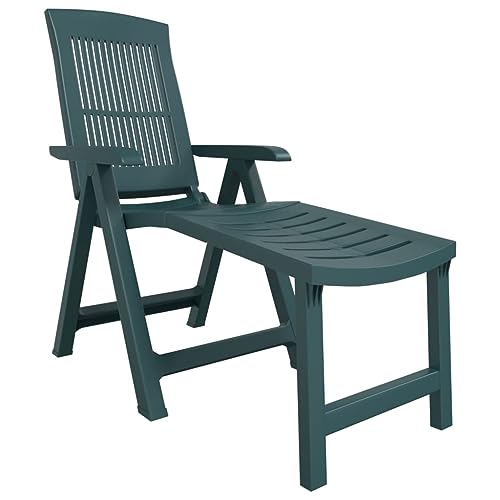 vidaXL Chaise Longue Vert Plastique, Chaise Longue d'extérieur, mobilier d'extérieur, Chaise Longue de Jardin, mobilier de Jardin, mobilier de Patio