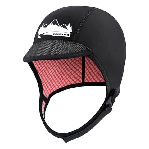 Tontron 3mm Neoprene Watersports Cap for Kayaking,Rafting,Surfing,SUP,Diving,and Swimming (X-Large) Black Cover