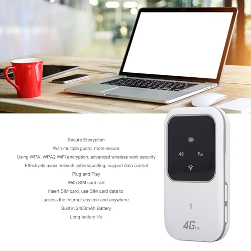 Image of 4G LTE Mobile Hotspot Router, Wireless Portable WiFi for Travel, 10 Connected Devices, Pocket WiFi, for Smartphone, Laptop, Tablet, Asia Version, White