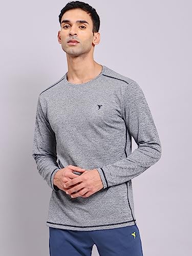 Image of TECHNOSPORT Men's Slim Fit Full Sleeve Round Neck T-Shirt, Double Cool Quick Dry Moisture Wicking Stretchable Sports Gym and Casual Wear