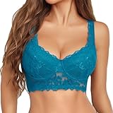 Avidlove Lace Bralettes for Women Push Up Lingerie Bras Sexy Balconette Bra Double-Layered Bars (Blue Green, M)