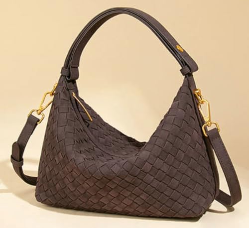 Bolso tejido de gamuza para mujer estilo tote y bandolera miniatura 2