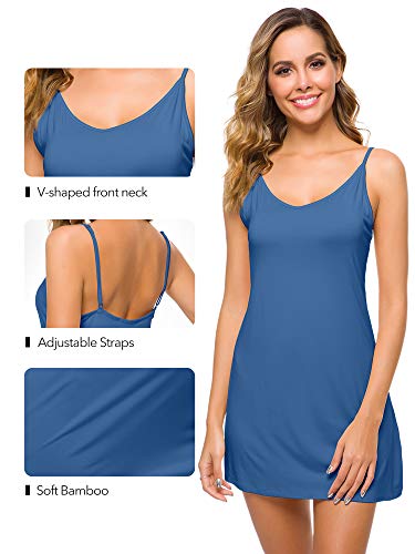 WiWi Slip Dress for Women Viscose from Bamboo Spaghetti Strap Lingerie Sexy Nightgowns Plus Size Sleep Chemise S-4X4