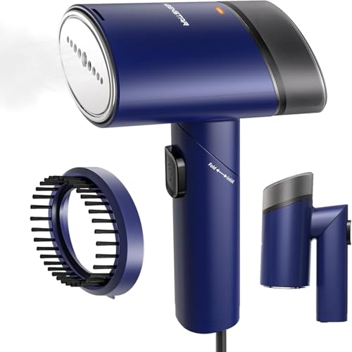 KEENSTAR Travel Steamer for Garments with Dual Voltage for Worldwide Use, 120V/220V Foldable Handheld Fabric Wrinkle Remover,15s Fast Heat-up, 1200W Horizontal & Vertical Steaming