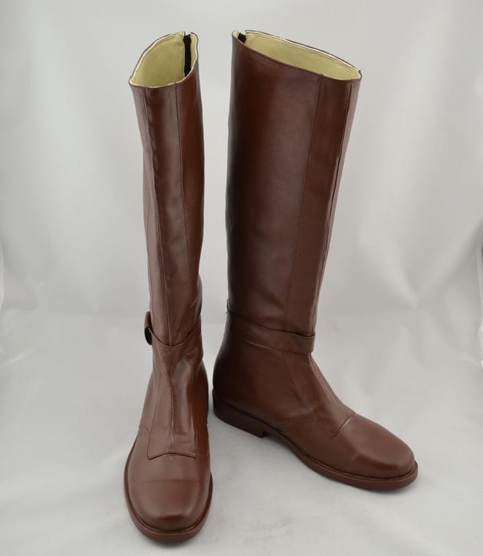 Master Costume Boots Adult Men Force Knight Cosplay Brown Leather Long Shoes