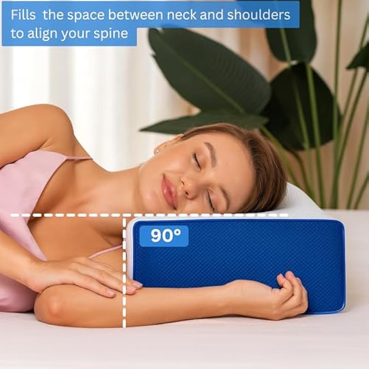 Cube Pillow for Side Sleepers Adjustable Height 45 Cooling Memory Foam Cervical Pillow for Neck & Shoulder Pain Relief Rectangular Pillow with Washable Ventilated Cover & Sleeping Mask