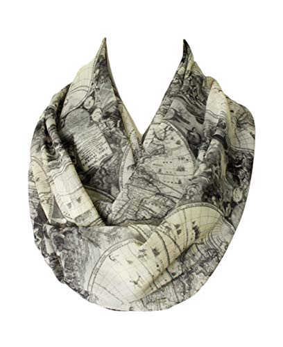 Etwoa Old World Map Print Infinity Scarf Circle Scarf2