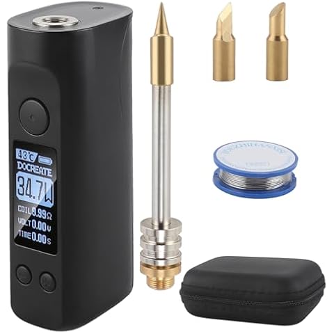 Mulcort Electric Soldering Iron Portable Soldering Iron 75W Digital OLED Screen 8S T-in Melting/Constant Temperature Rapid Heating with 3 Changeable Heads Cover