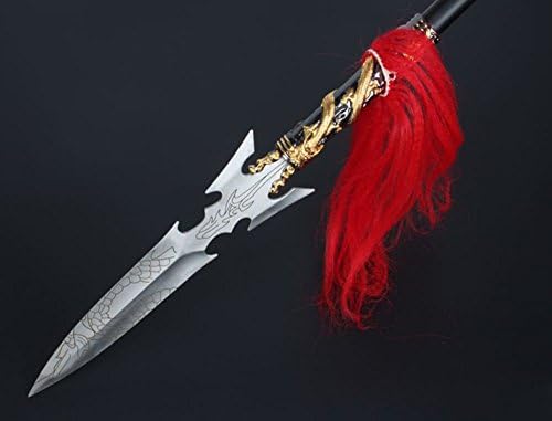 dailinmingDailinming Red Tasselled Spear, Stainless Steel Spearhead and Rod, 80 Inch, Includes Sheath