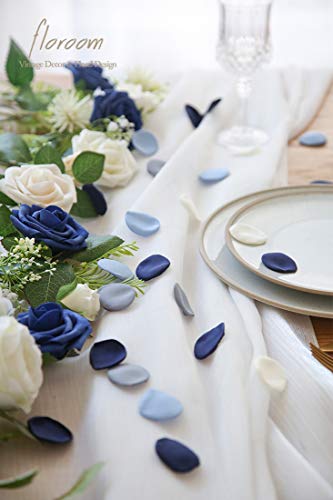 Floroom 300Pcs Silk Rose Petals Dusty Blue Navy Flower Petals For Wedding Flower Girl Basket Aisle Scatter Dinner Table Centerpieces Party Confetti Decoration Romantic Night Home Decor #TOP1