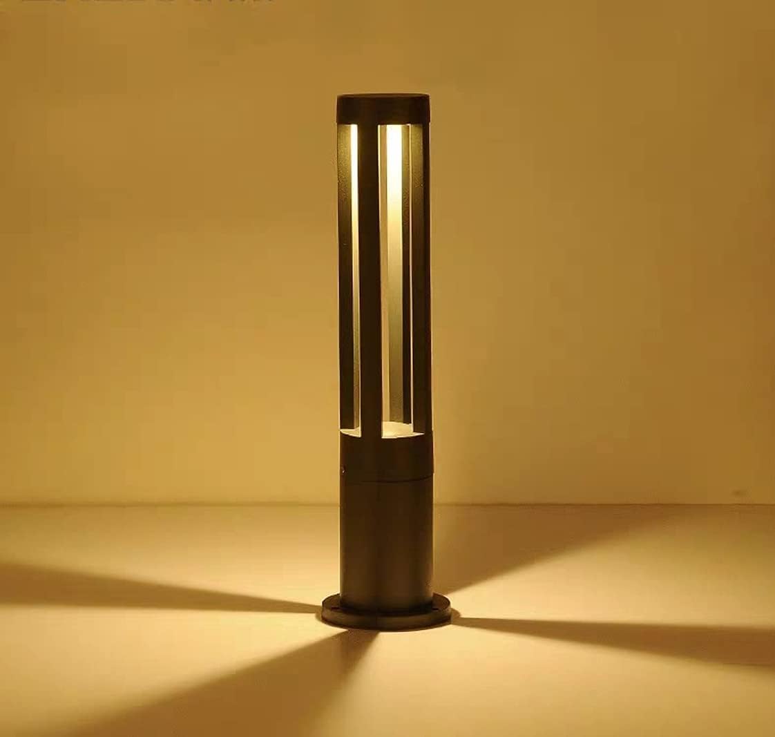 HMAKGG Bollard Lights Outdoor, 80CM Post Lights Mains Powered, IP65 Waterproof, Warm White, 10W Modern Cylinder Garden Path Light Aluminum, for Terrace Pedestal Pathway Lighting, Anthracite