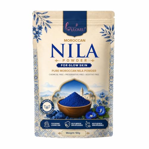 Image of VLOVEU Moroccan Nila Powder For Face - 50 g, Pack of 1 | Nila Powder Morocco | Tan Removal Face Pack Powder For Women | De Tan Mask Beauty Ritual Home Care