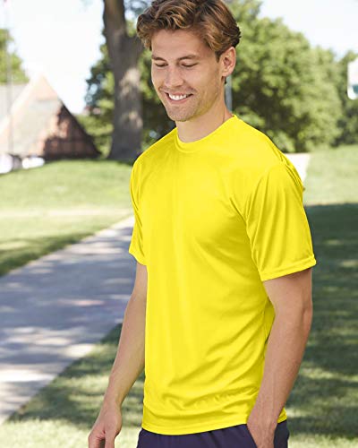 Miracle(Tm) Neon Compression High Visiblity T Shirt - Wicking Short Sleeve Men Compression Shirt Yellow (L)