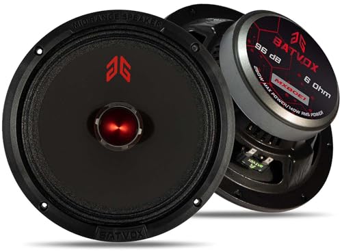 Image of MX80E1 Loudspeaker 8 Inch Midrange 560 Watts 6 Ohms Red Bullet, Premium Quality Audio Door Speakers for Car or Truck Stereo Sound System, Black (2 Speakers)