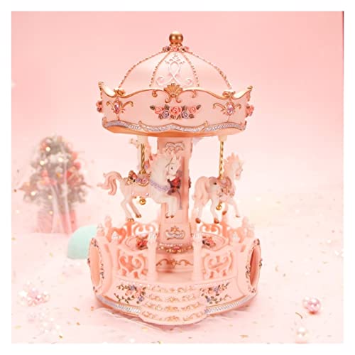 Creative Design Piscando CONDUZIU Luzes Carrossel Resina Music Box Ornaments Aniversário Infantil Pr