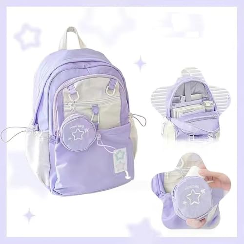 Mochila de gran capacidad para niñas adolescentes con compartimento portátil y multibolsillos 6