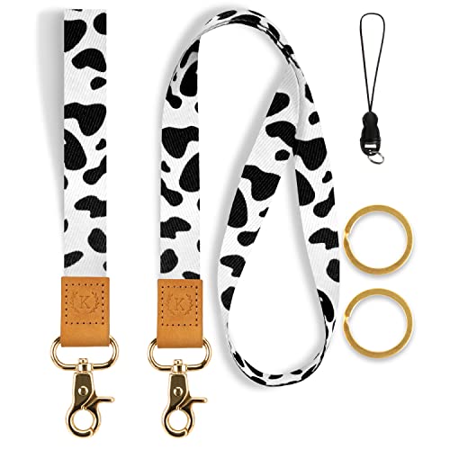 Key Lanyard for Women & Men, Cow Keychain with Teacher Lanyard for ID Badge Holder, Car keys, Wallet, Unique Patterns, Ultra Soft, Durable Polyester