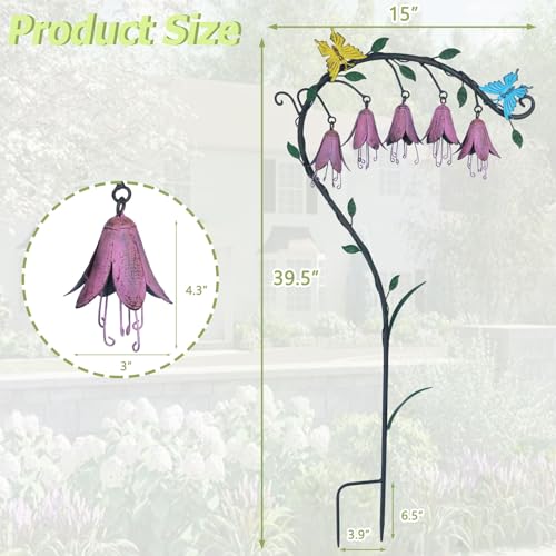 Image of 39.5 inchH Gardens Metal Flowers for Outside,Retro Decorative Garden Stake | Metal Garden Art for Outdoors,Garden Stakes Decorative,Metal Flower for Garden,Patio & Yard Decor.