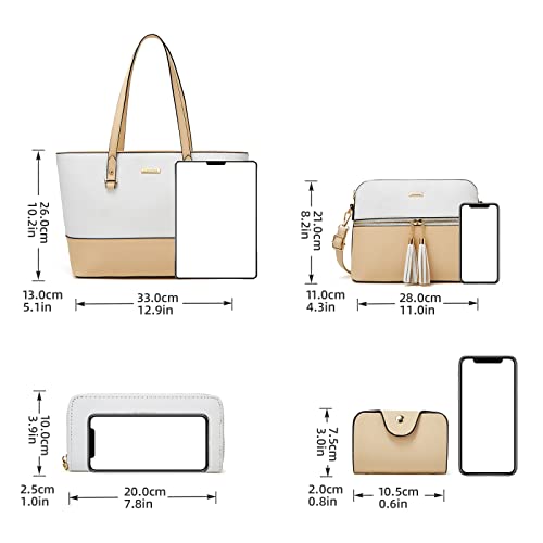 Women Fashion Handbags Wallet Tote Bag Shoulder Bag Top Handle Satchel Purse Set 4pcs