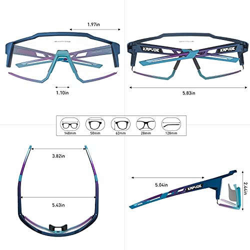 Image of KAPVOE Photochromic Cycling Glasses MTB Clear Mountain Bike Transition Bicycle Sunglasses for Men Women
