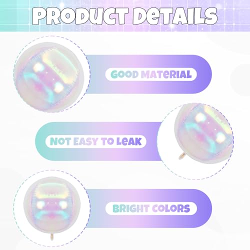 Image of 6pcs 22 inch Iridescent Star Balloons and Iridescent 4D Large Foil Balloons, Foil Star Balloon 4D Rainbow Balloon For Birthday Baby Shower Party Wedding Graduation Anniversary Bridal Shower Decoration