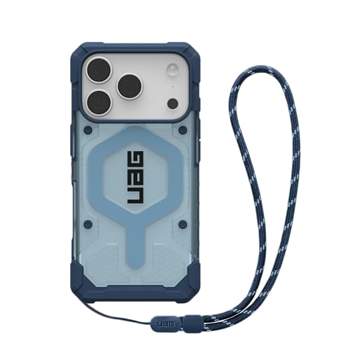 URBAN ARMOR GEAR UAG Designed for iPhone 17 Pro Case Pathfinder Clear + Wrist Lanyard Bundle - Compatible with MagSafe Military Grade Protective Cover, Blues