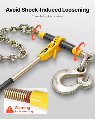 Image of VEVOR Ratchet Chain Binder, 9200 lbs Working Load, Chain Binders Compatible with 3 /8 in - 1 /2 in Chains, Heavy Duty Ratchet Load Binder with Handles for Truck, Tie Down, Hauling, Towing, Logging
