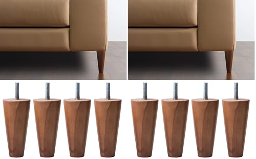 IPEA 4 Patas para Muebles y sofás de Madera Color Nogal – Altura 120 mm – Fabricado en Italia – Juego de 4 Patas de Madera con Forma de Cono para Armarios y Sillones (Paquete de 2)