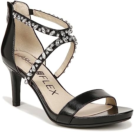 LifeStride Womens Memories Strappy Dress Heeled Sandal, Black, 9 Wide US | Image 3