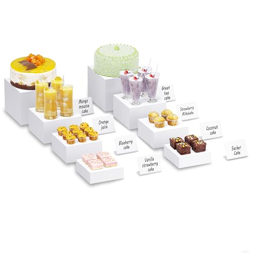 Elevadores de buffet blancos para catering y mesas de postres 2