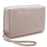 【[Matériaux de haute qualité] Ces sacs à cosmétiques sont fabriqués en tissu polyester peau de pêche, qui est imperméable ; les doubles fermetures à glissière en métal brillant et les poignées larges sont conçues pour un transport facile.