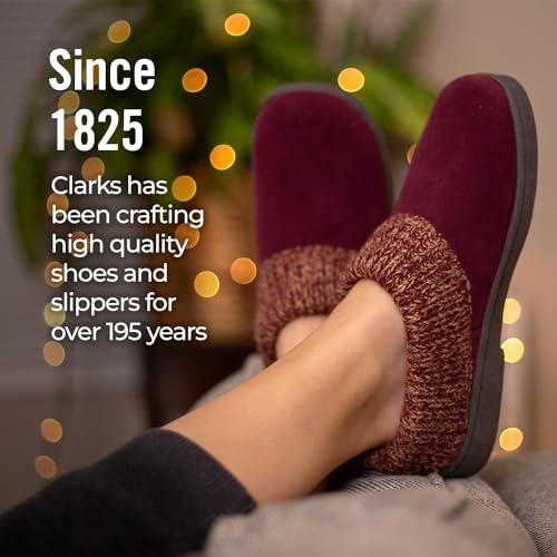 Clarks Clarks Women's Knit Scuff Slipper Mule,Berry,7 M US