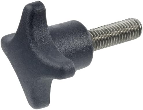JW Winco Glass Filled Nylon Plastic Star Knob, Stainless Steel Threaded Stud, M8 x 1.25 Thread Size x 30mm Thread Length, 40mm Head Diameter (Pack of 1)