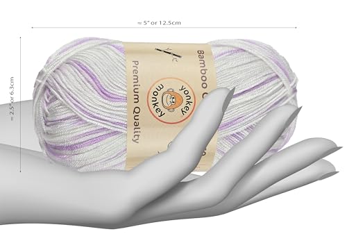Image of 10-Pack of Yonkey Monkey 500 Grams Yarn - 70% Rayon derived from Bamboo, 30% Cotton - Imported - Purple White 9041