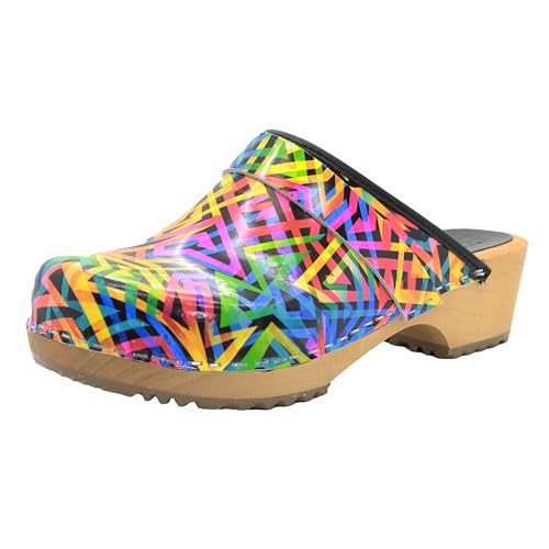 Image of Bjork Maja Wood Open Back Leather Clogs