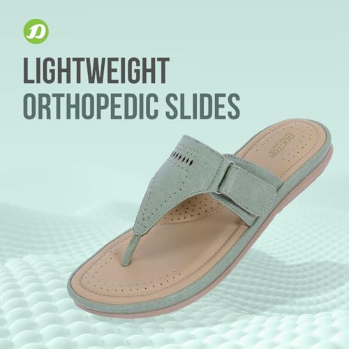 Image of DOCTOR EXTRA SOFT Women's Flat Memory Foam Slippers /Flip-Flops Fashion Stylish Casual Comfortable Diabetic Orthopedic Lightweight Synthetic Slip-On Sandals With Adjustable Strap For Girls D-608