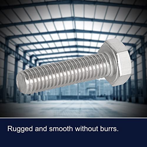 Image of M4 x 35mm Hex Head Bolts Screws Grade 5.8 Stainless Steel, Fasteners Fully Machine Threaded SUS304 10 Pcs