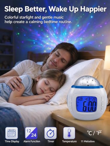 ChayWillow Star Projection Digital Alarm Clock with Night Light - image 3