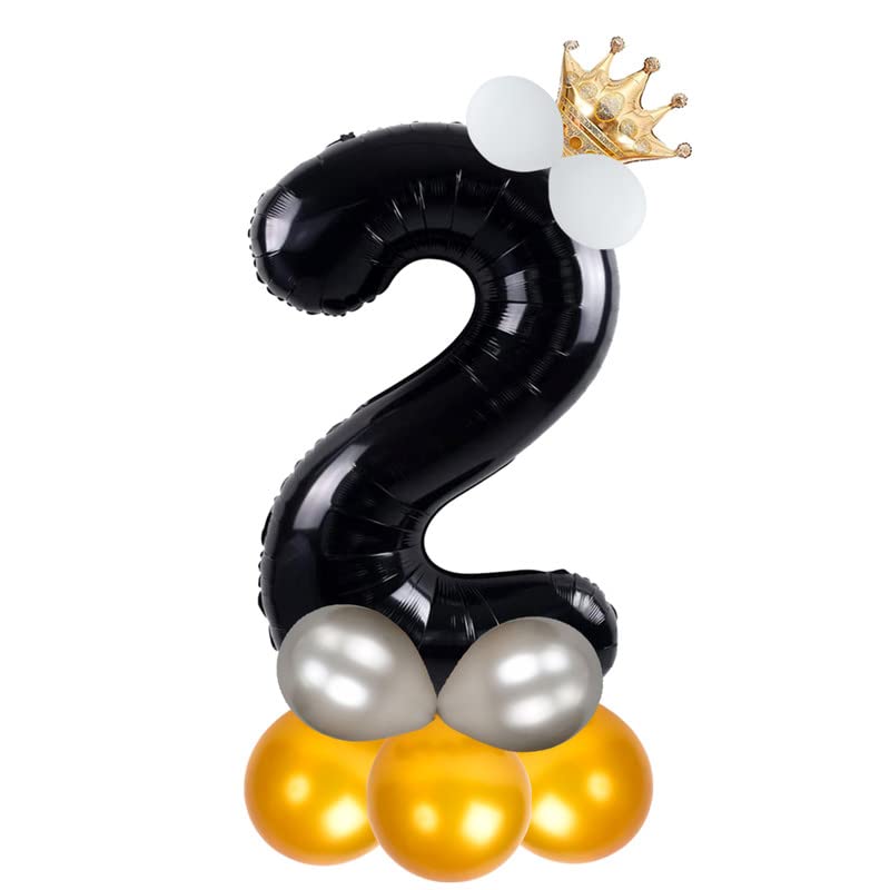 Image of Black 32 Inches Numbers 2 Shape Large Big Foil Helium Balloons For Party Decorations In Happy Birthday Anniversary Office Items Materials Set Pack,1 Piece