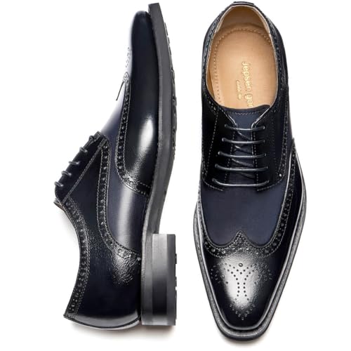Image of Men's Dress Shoes Genuine Leather Oxfords Luxury Formal Business Suit Shoes with Blake Rapid Stitch